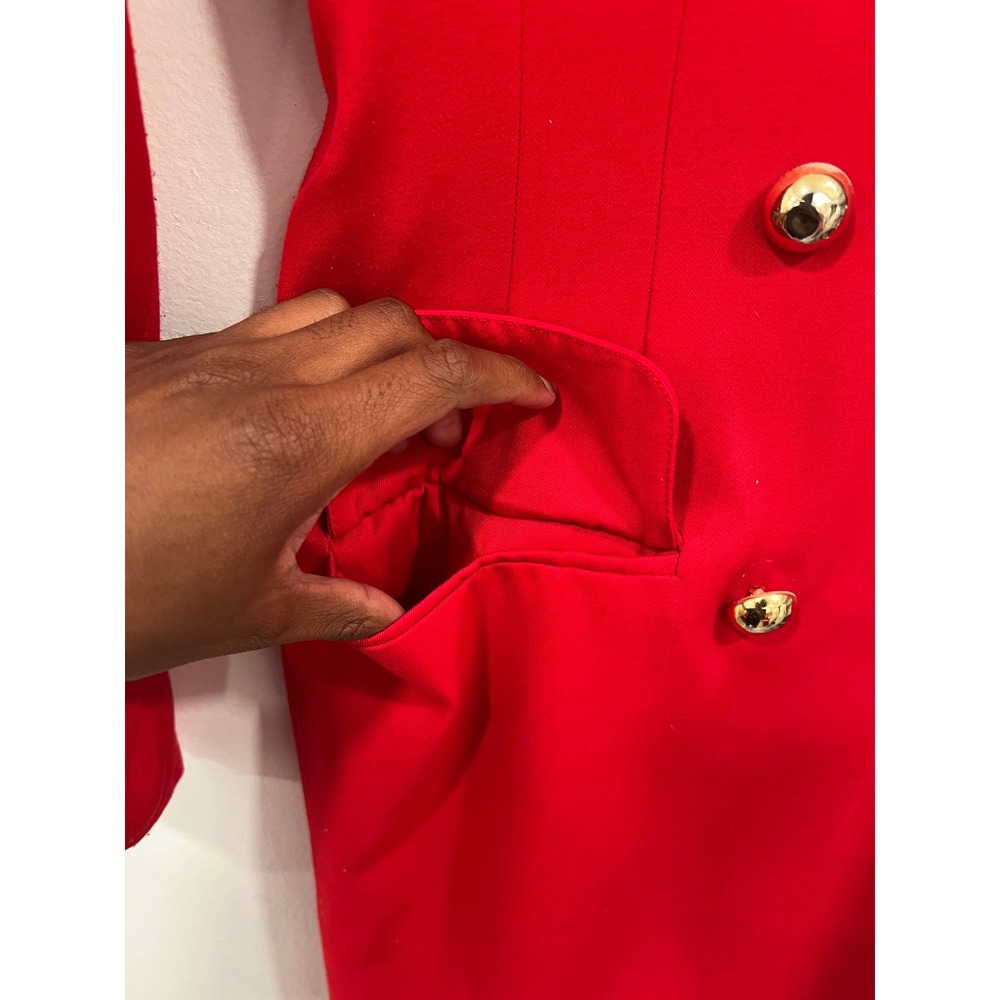 Vintage Kasper ASL Blazer Dress Womens SZ 10 Red Double Breasted Gold Buttons - Picture 11 of 15